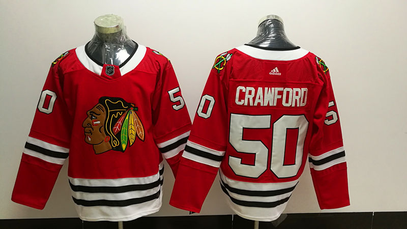 Men's Chicago Blackhawks Corey Crawford #50 Red Home Breakaway Jersey